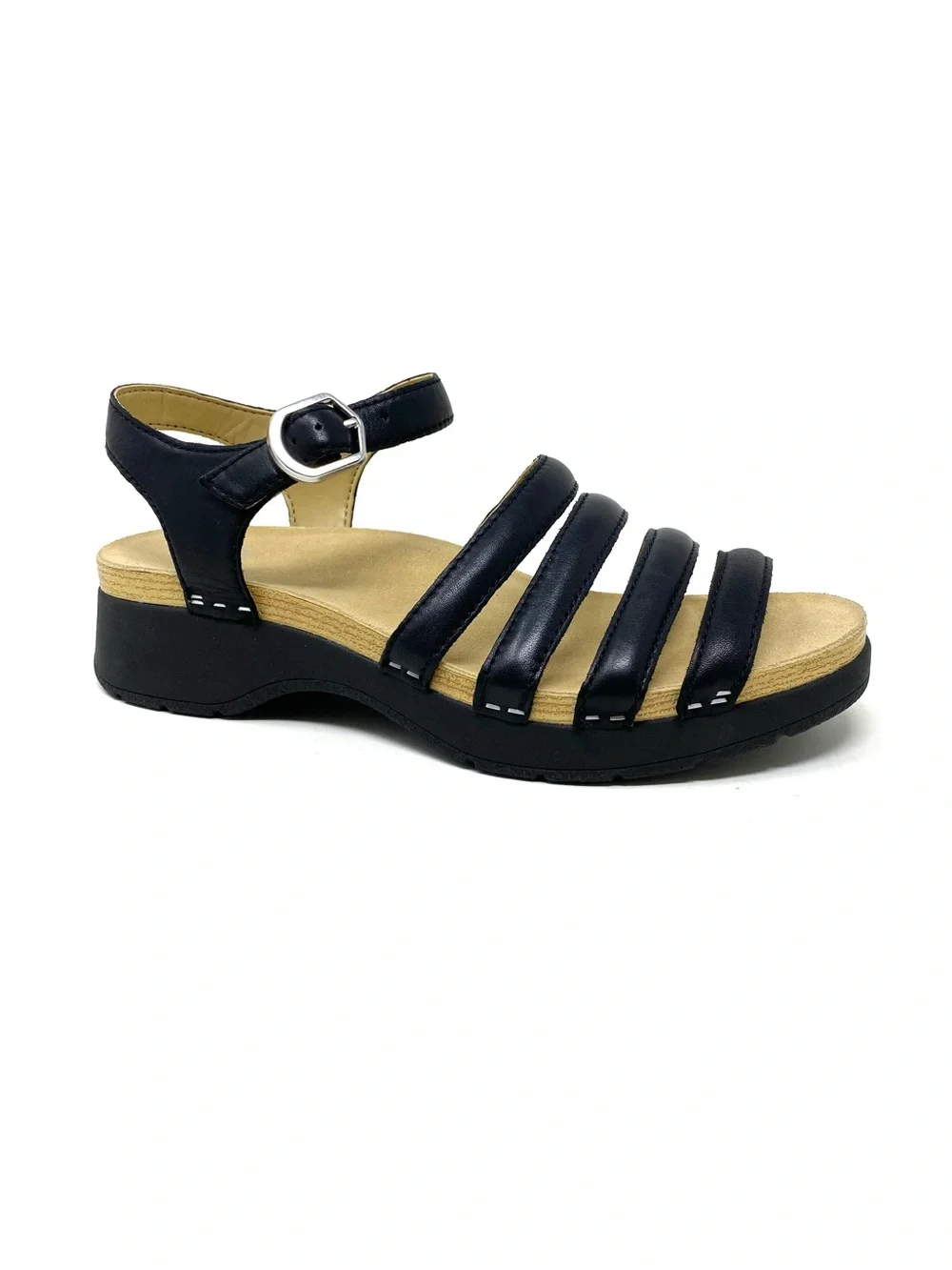 Dansko Roxie Nappa Leather Black Strappy Sandals